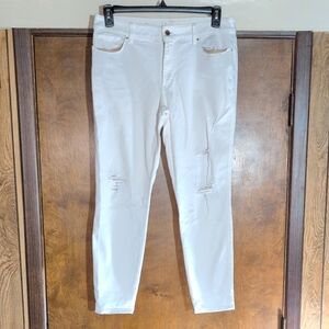 White House Black Market Women's The Skinny Crop White Jeans Size 12